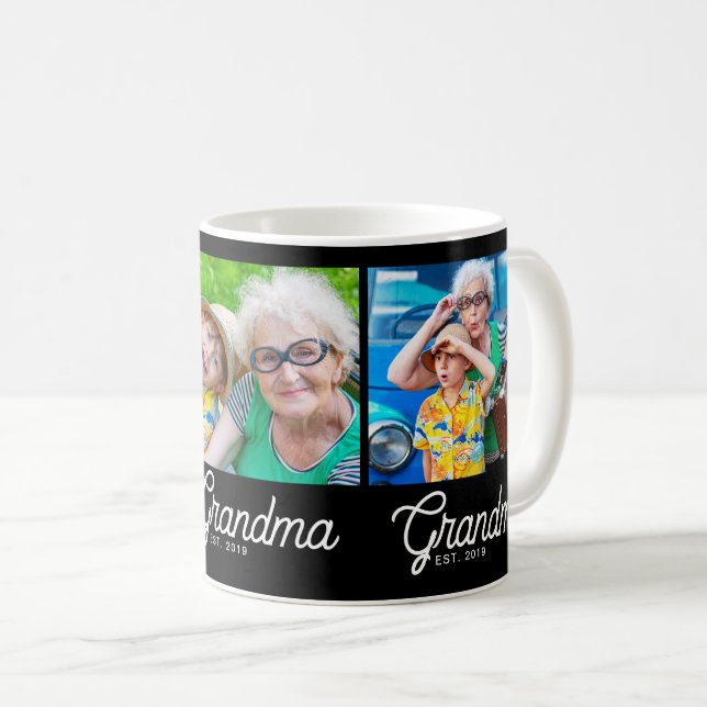 Caneca De Café Avó Estabelecida Roteiro Preto 3 Foto Isolada (Frente Esquerda)