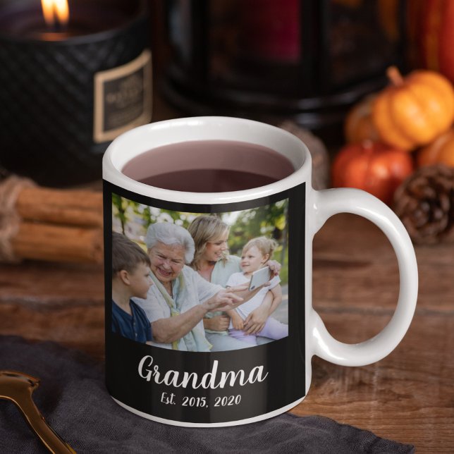 Caneca De Café Avó Estabelecida Script Preto 3 Foto (Criador carregado)