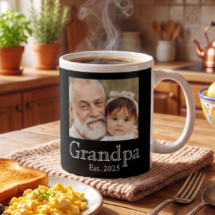 Caneca De Café Avô Estabelecido Foto Preto Negrito Minimalista