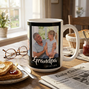 Caneca De Café Avô Estabelecido Roteiro Preto 3 Foto
