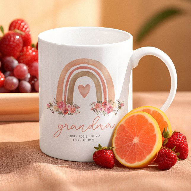 Caneca De Café Avó Floral Arco-Íris Boho (Criador carregado)