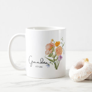Caneca De Café Avó Floral Est 2025, Presentes De Anúncio De Bebê
