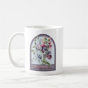 Caneca De Café Avó Floral Vintage Nonna