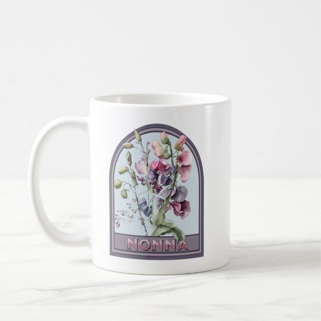 Caneca De Café Avó Floral Vintage Nonna (Esquerda)