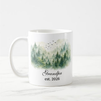 Caneca De Café Avô Floresta Nebulosa Aquarela