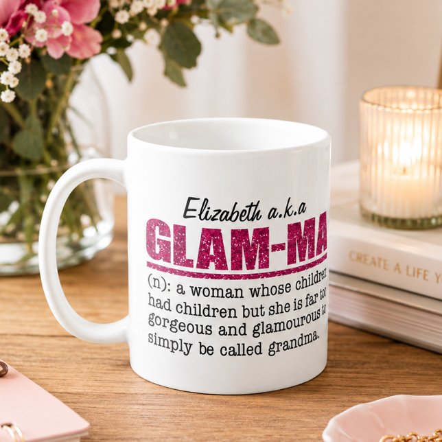 Caneca De Café Avó Glam Rosa - Vovó  (Criador carregado)