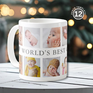 Caneca De Café Avô Mais Incrível do Mundo Cinza 12 Colagem de Fot