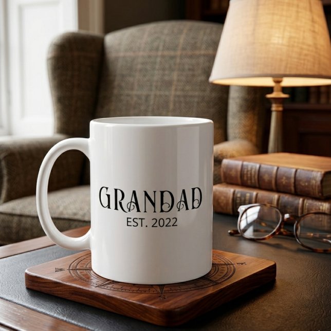 Caneca De Café Avô Moderno Estabelecido Rótulo Preto (Criador carregado)