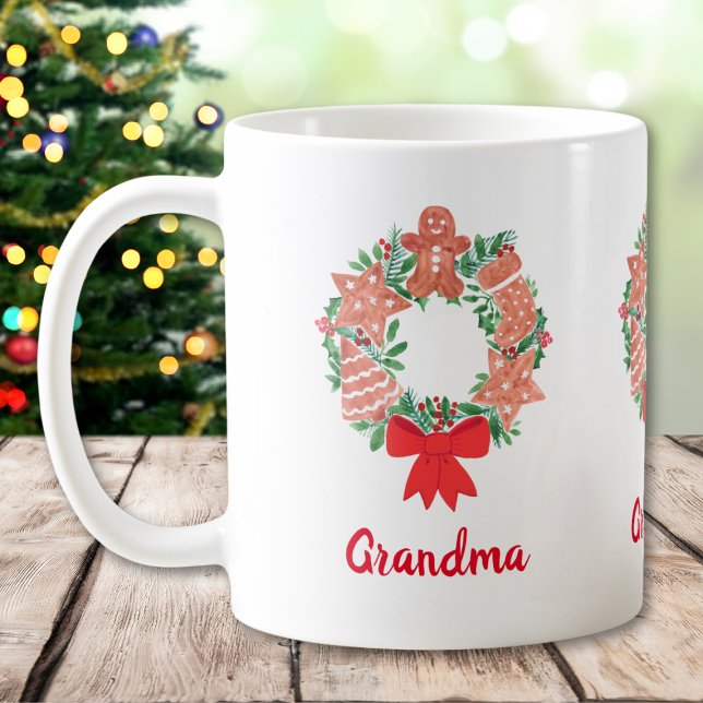 Caneca De Café Avó Natal Wreath (Criador carregado)