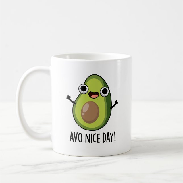 Caneca De Café Avo Nice Day Engraçado Avocado Pun (Esquerda)