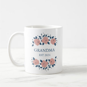 Caneca De Café Avó Nova Avó Personalizada Rosa Floral