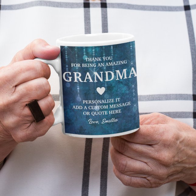 Caneca De Café Avó, Obrigado Mensagem Sensata Personalizada (Grandma Thank You Heartfelt Message Personalized Coffee Mug
)