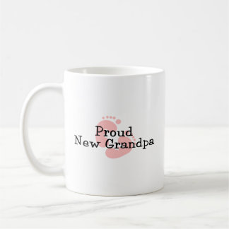 Caneca De Café Avô Orgulhoso Recém-Nascido Pegadas de Bebê Menina