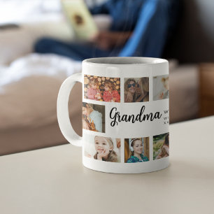 Caneca De Café Avó Personalizada Colagem de 18 Fotos