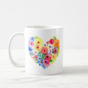 Caneca De Café Avó Personalizada do Coração Floral