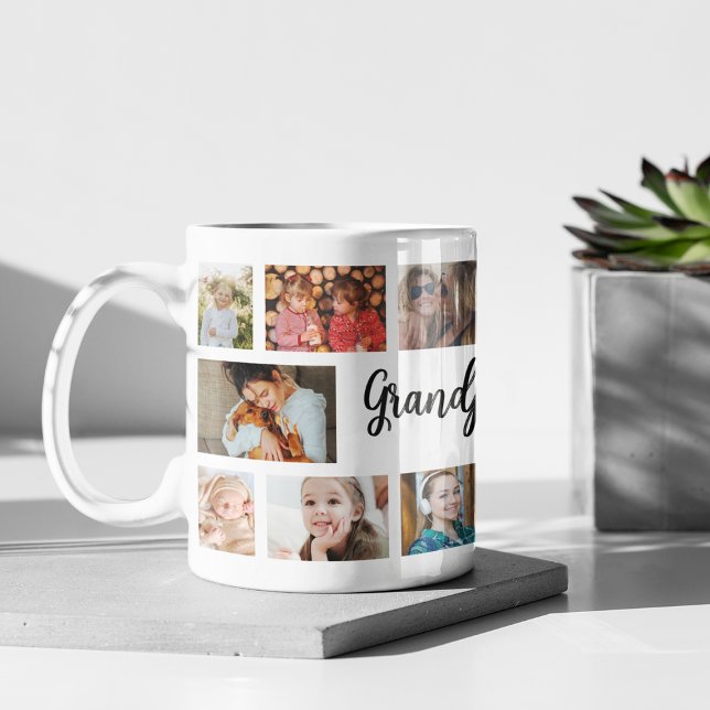 Caneca De Café Avô Personalizado 18 Colagem de Fotos (Criador carregado)