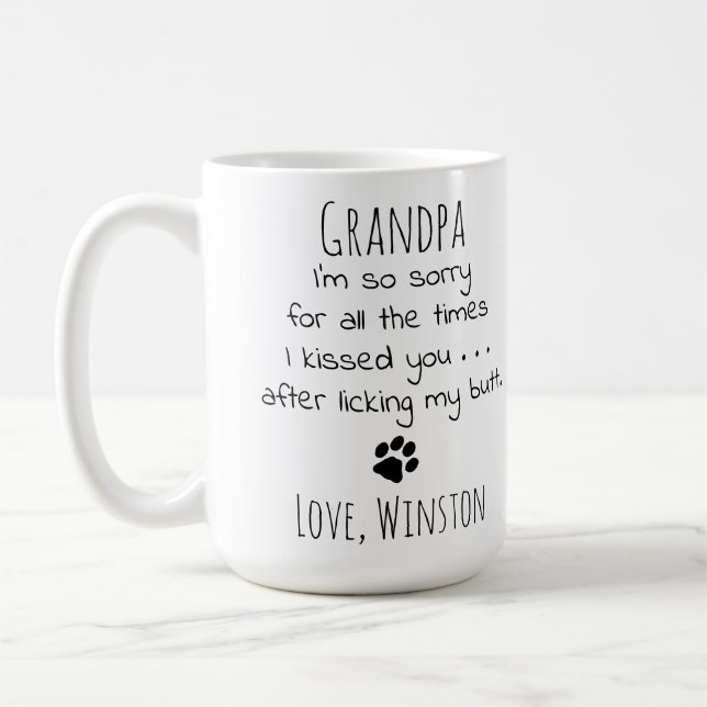 Caneca De Café Avô Personalizou Foto de Pet Engraçado Vovô (Esquerda)