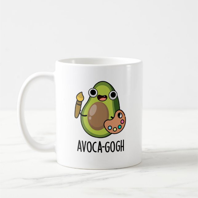 Caneca De Café Avoca-gogh Funny Avocado Artista Pun (Esquerda)