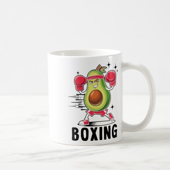 Caneca De Café Avocado Jogando Boxing Comida Vegetariana Saudável (Direita)