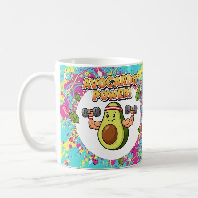 Caneca De Café Avocardo Power Funny Cartoon Design (Esquerda)