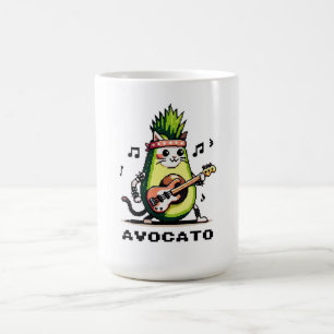 Caneca De Café Avocato - Engraçado Arte Pixel Avocado Gato Jogand