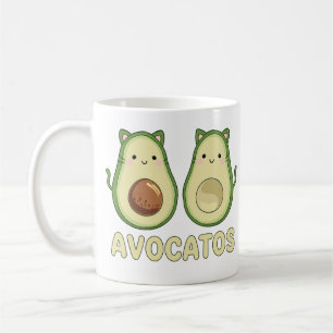 Caneca De Café Avocatos Kawaii Cat & Avocado