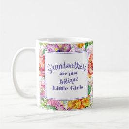 Caneca De Café Avós Meninas Florais Amarelas Roxas