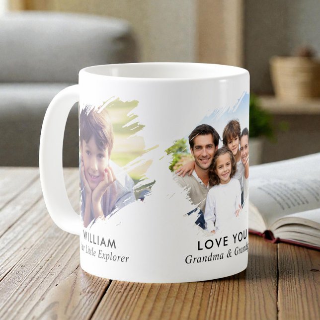 Caneca De Café Avós Pincelada 3 Foto (Grandparents Brushstroke 3 Photo Coffee Mug)