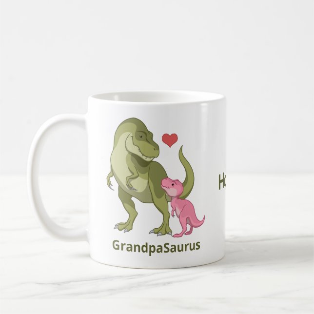 Caneca De Café AvôSaurus T-Rex e Dinossauros para Bebê (Esquerda)