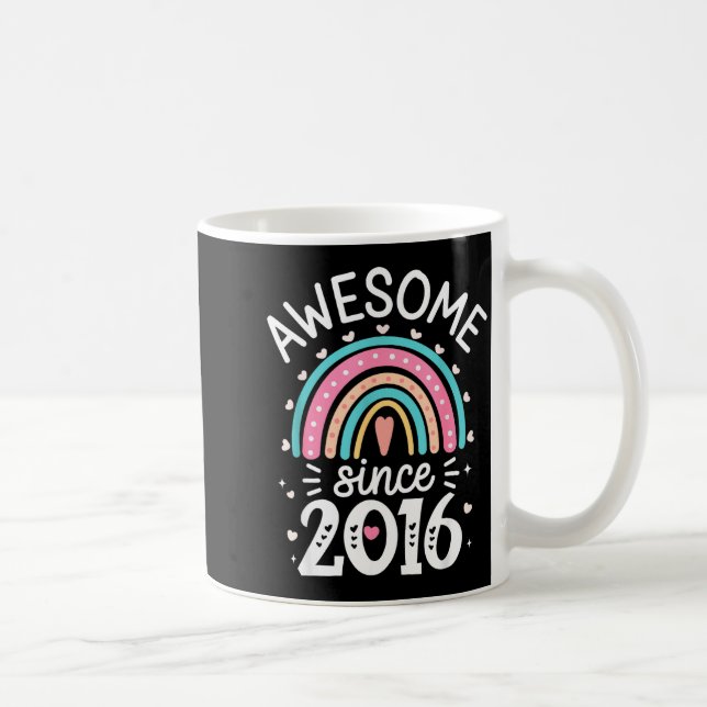 Caneca De Café Awesome Since 2016 9th Birthday Rainbow Born In 20 (Direita)