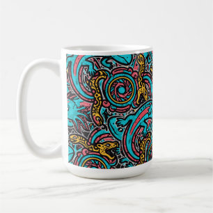 Caneca De Café Axolote Azteca Xolotl Padrão Tribal mitologia boho