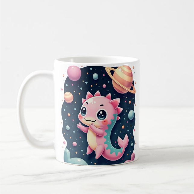 Caneca De Café Axolote Cósmico Aventura Espacial Galáctica Kawaii (Esquerda)