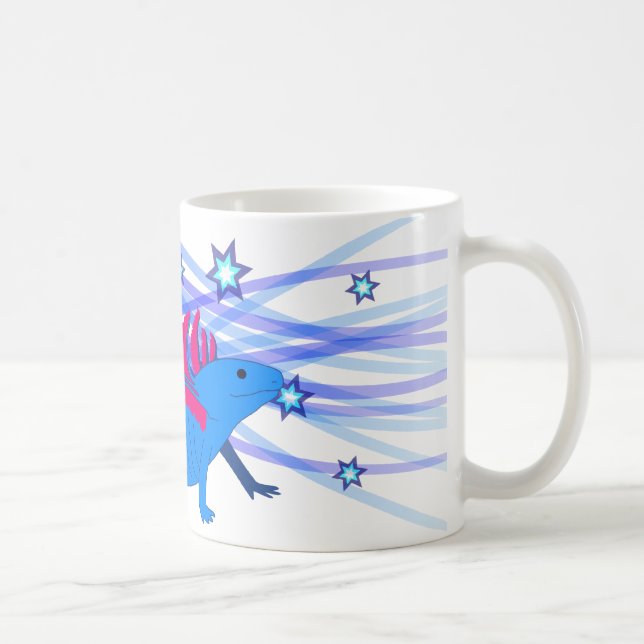 Caneca De Café Axolotl azul com estrelas (Direita)