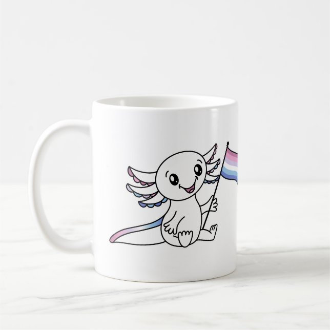 Caneca De Café Axolotl bonito com sinalizador de orgulho Bigender (Esquerda)