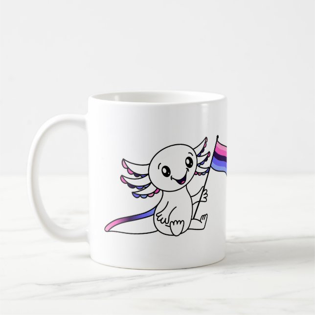 Caneca De Café Axolotl bonito com sinalizador de orgulho onissexu (Esquerda)