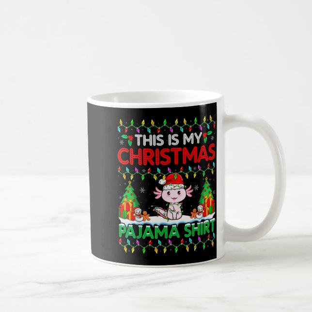 Caneca De Café Axolotl Christmas Santa Hat Pajama Shirt Axolotl L (Direita)