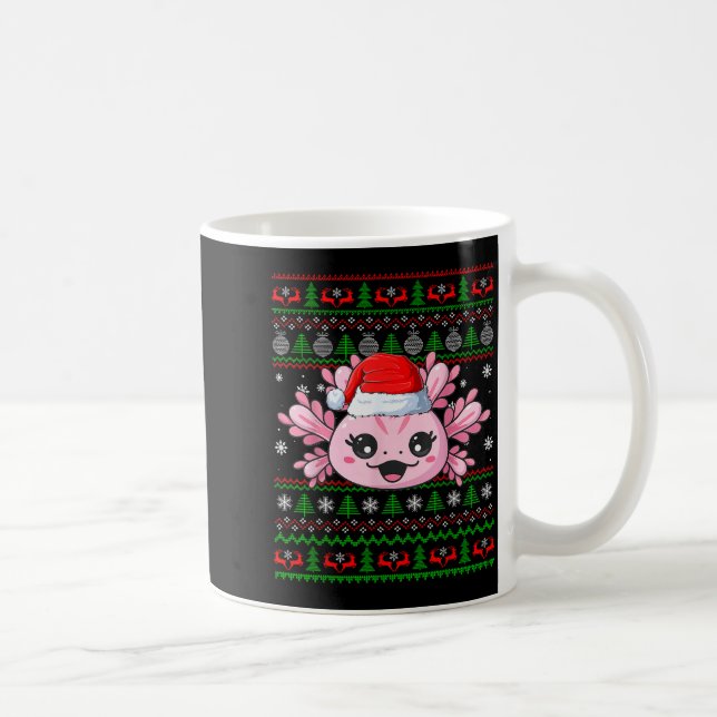 Caneca De Café Axolotl Christmas Ugly Sweater Santa Axolotl Head  (Direita)