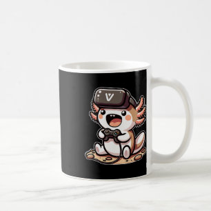 Caneca De Café Axolotl Gamer Engraçado Com Headset De Vr 