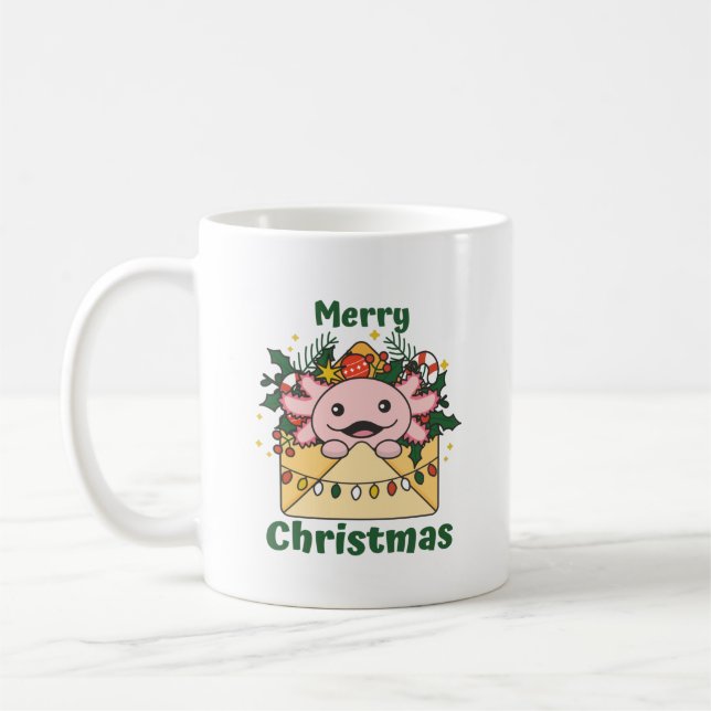Caneca De Café Axolotl - Letra de Natal Axolotls (Esquerda)