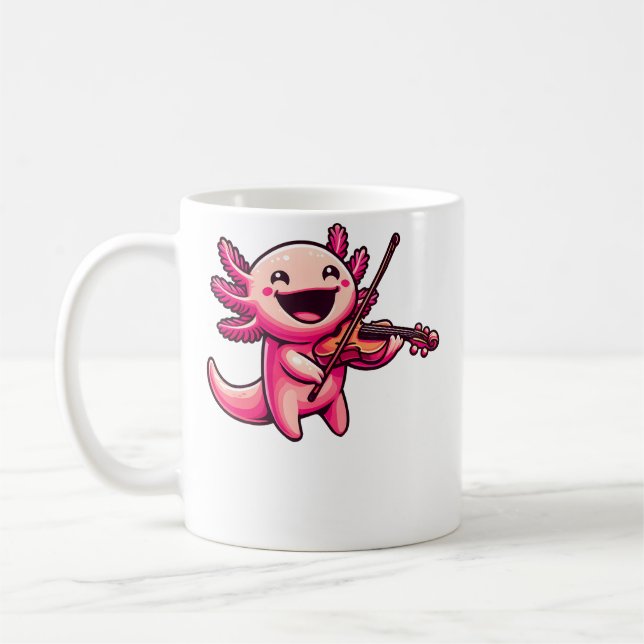 Caneca De Café Axolotl Playing Violin Axolotls Musician Music (Esquerda)