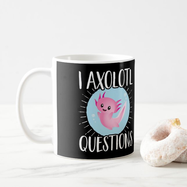 Caneca De Café Axolotls I Axolotl Perguntas Kawaii (Com Donut)