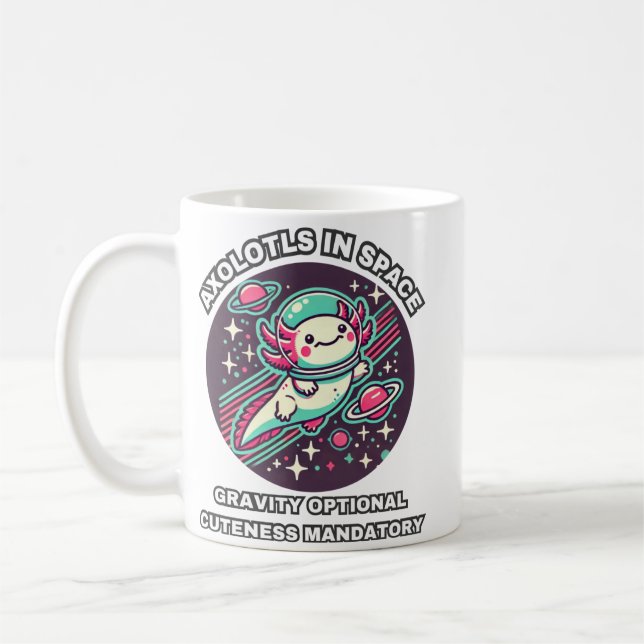 Caneca De Café Axolotls in Space: Gravity Opcional Cuteness Manda (Esquerda)