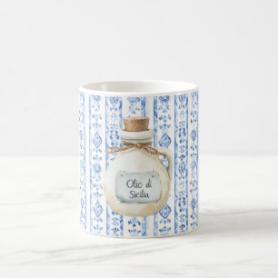 Caneca De Café Azeite de Oliva Azul Rústico Italiano Sicília