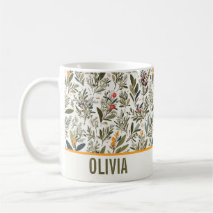 Caneca De Café Azeitona e Ervas Minimalista Elegante Personalizad