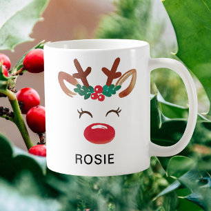 Caneca De Café Azevinho de Aguarela Frutas Natal Reno