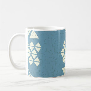 Caneca De Café Aztec Étnica: Blue Geométrico Sem Vista.