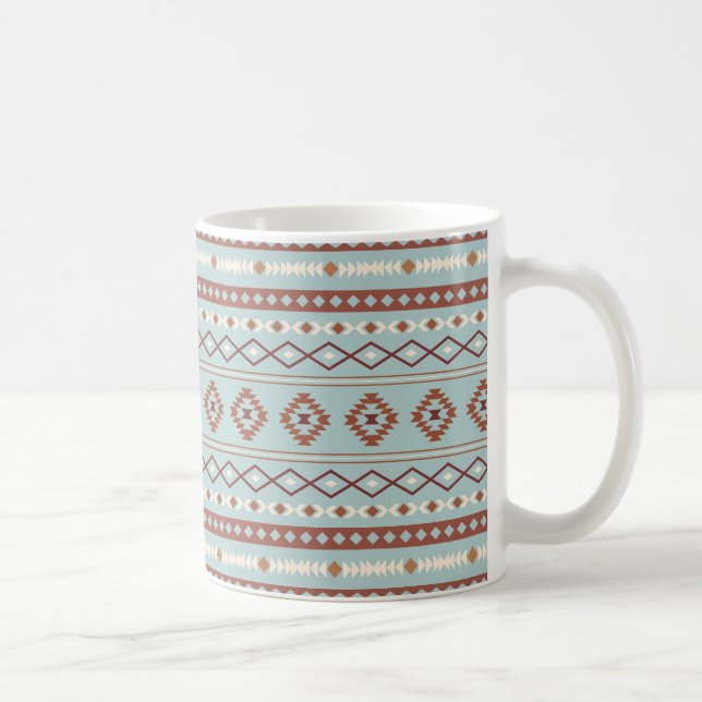 Caneca De Café Aztec Padrões de Motif Mistos Rastreamento Azul (Direita)