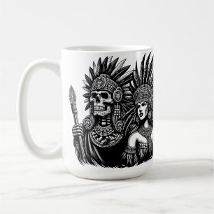 Caneca De Café Aztec Skeleton Warrior com Princesa Mulheres Arte