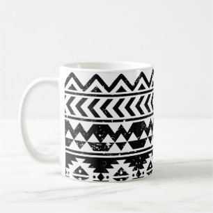 Caneca De Café Aztec tribal: padrão branco granulado.