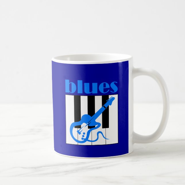 Caneca De Café Azuis do piano e da guitarra (Direita)